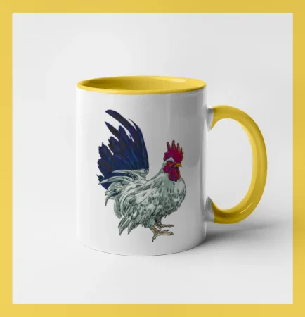 Kohút kreslený biely