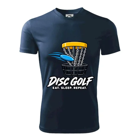 Discgolfový kôš s letiacim diskom eat sleep repeat