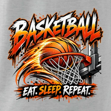 Basketbalový kôš s loptou eat sleep repeat