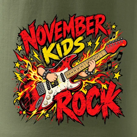 Rocková novembrová gitara s detskými rukami