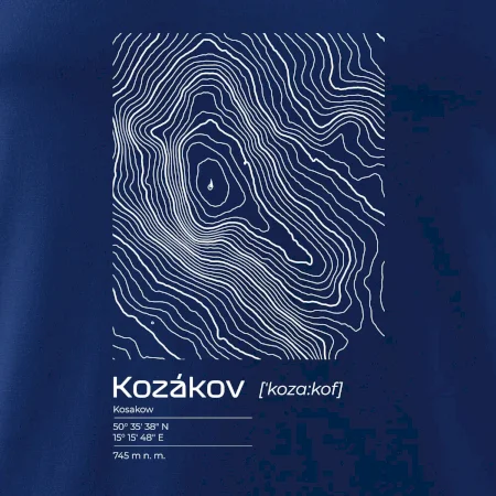 Kozákov - vrstevnice v obdĺžniku