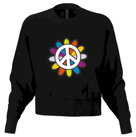 Peace symbol s kreslenou kvetinou