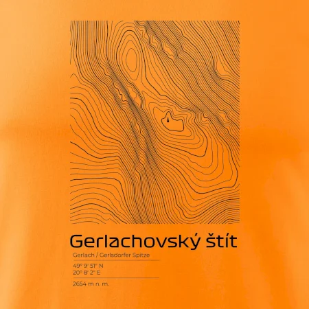 Gerlachovský štít - vrstevnice v obdĺžniku