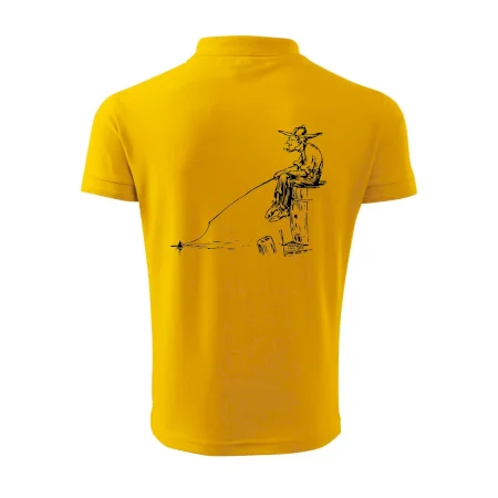 Kreslený rybár na pni