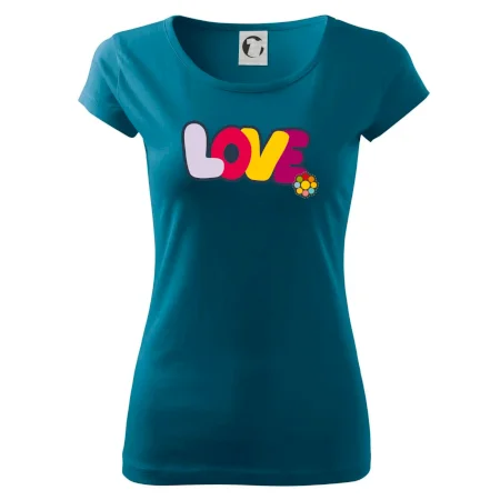 Love nápis s kvetinou