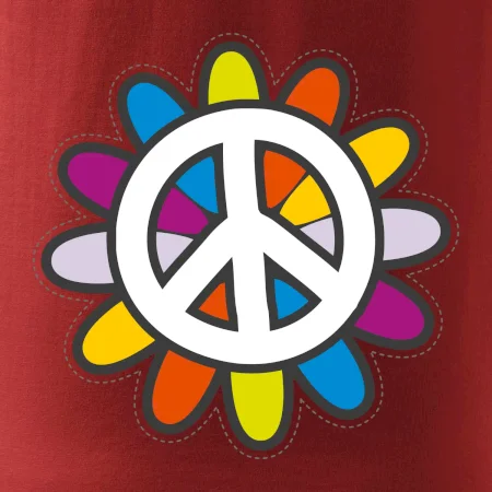 Peace symbol s kreslenou kvetinou