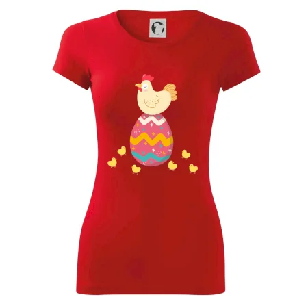 Sliepka sediaca na veľkonočnom vajci