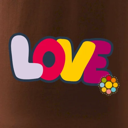Love nápis s kvetinou