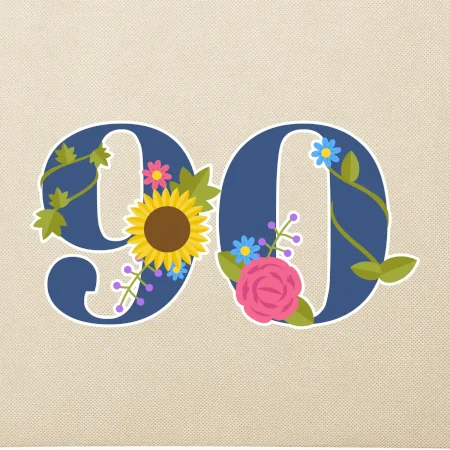 Kvetinové číslo kreslené - 90