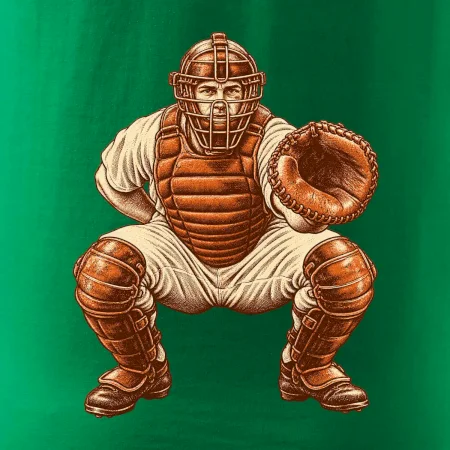 Baseballový catcher retro rytina