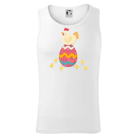 Sliepka sediaca na veľkonočnom vajci