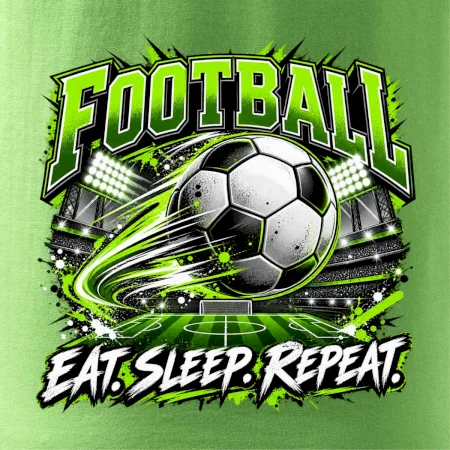 Futbalová lopta a štadión eat sleep repeat