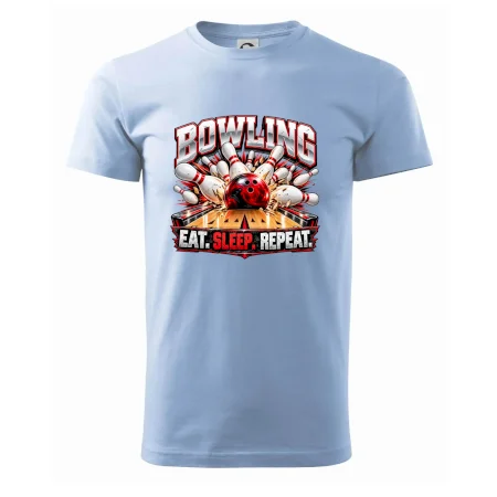 Bowlingová guľa a kolky eat sleep repeat