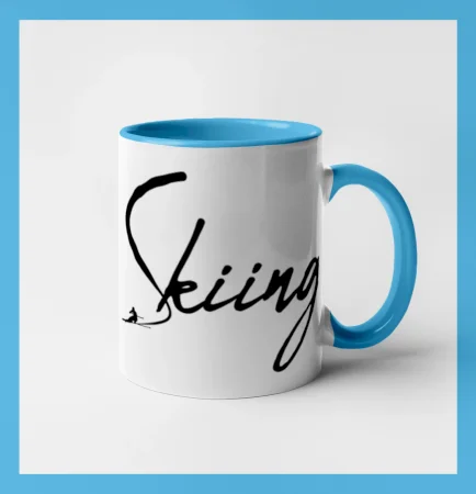 Skiing nápis lyžiar