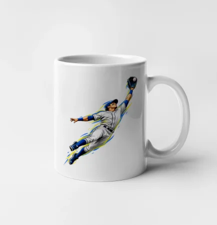 Baseballový polař chytá míček ve výskoku