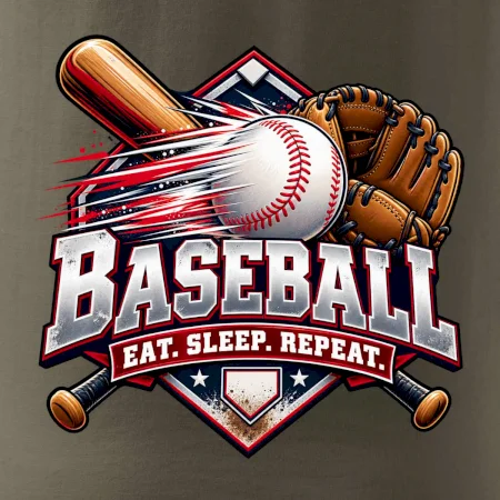 Baseballová pálka s rukavicou eat sleep repeat