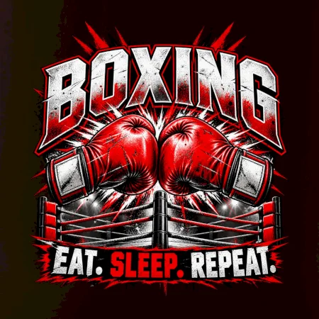 Boxerské rukavice v ringu eat sleep repeat