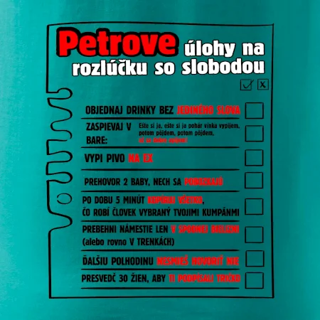 Tričko na rozlúčku s úlohami vpredu