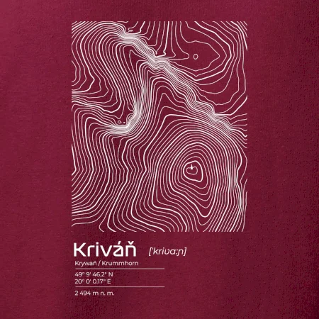 Kriváň - vrstevnice v obdĺžniku