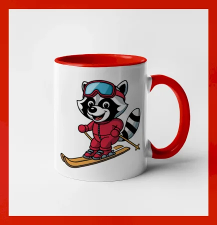 Mýval na lyžiach - kreslený