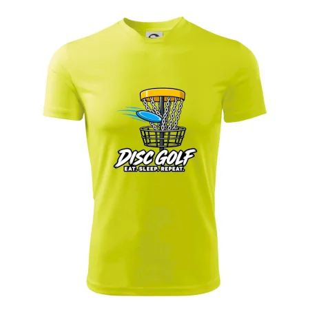 Discgolfový kôš s letiacim diskom eat sleep repeat