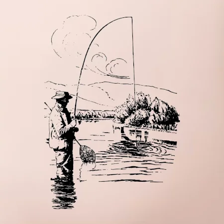 Kreslený rybár s podberákom