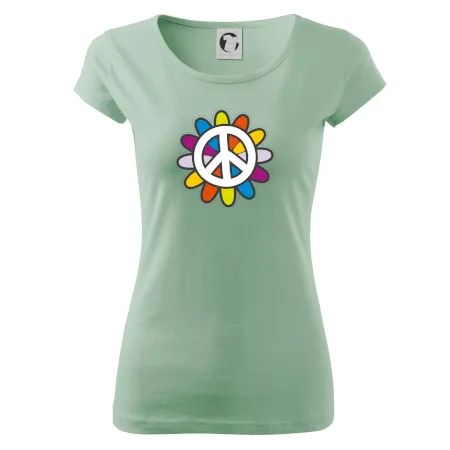 Peace symbol s kreslenou kvetinou