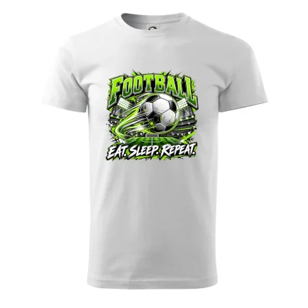 Futbalová lopta a štadión eat sleep repeat