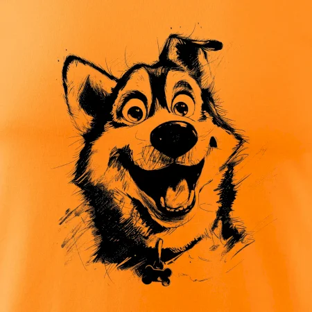 Čiernobiela karikatúra husky