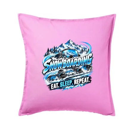 Snowboard s horským sněhem eat sleep repeat