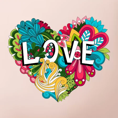 Love nápis květovaný
