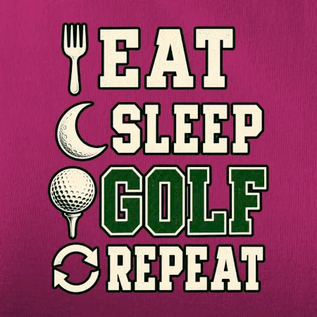 Eat sleep golf repeat typografie