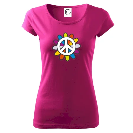 Peace symbol s kreslenou kvetinou