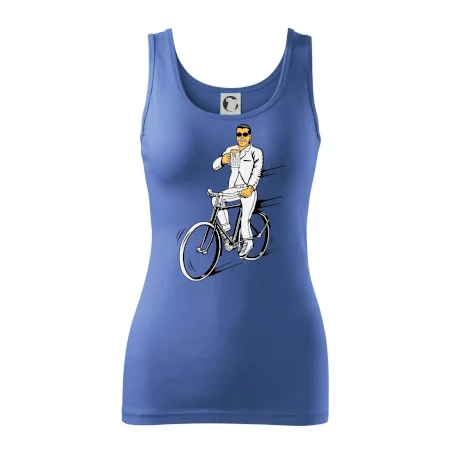 Gentleman na bicykli s pivom