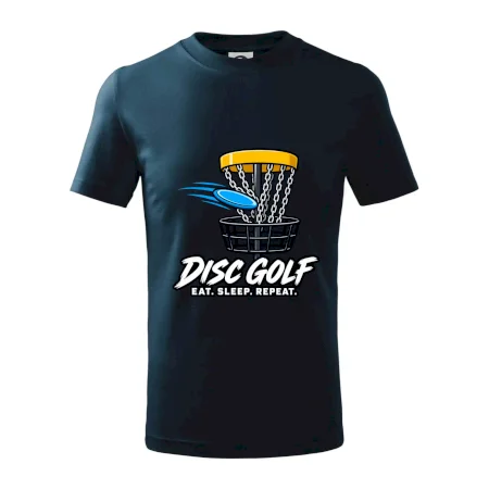 Discgolfový kôš s letiacim diskom eat sleep repeat