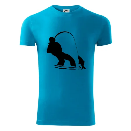 Rybár ťahajúce rybu