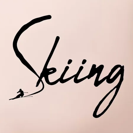 Skiing nápis lyžiar