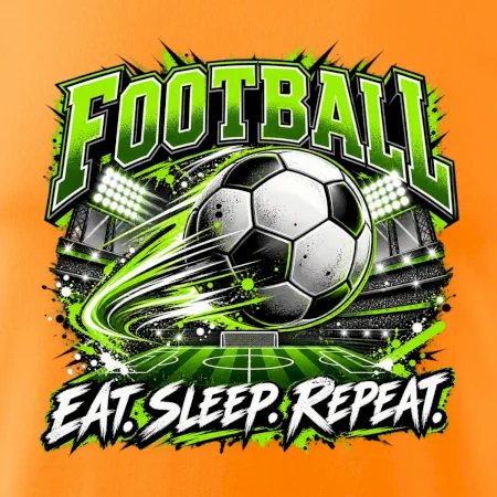 Futbalová lopta a štadión eat sleep repeat