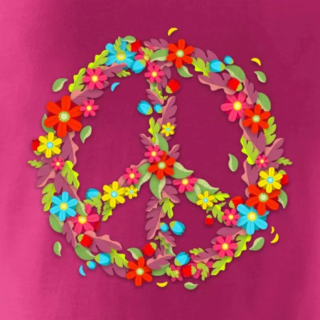 Peace symbol červené kvety