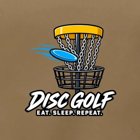 Discgolfový kôš s letiacim diskom eat sleep repeat