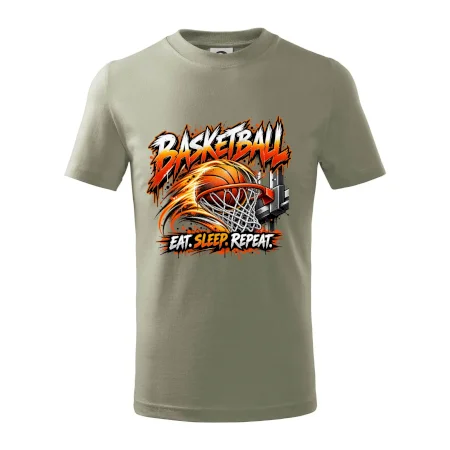 Basketbalový kôš s loptou eat sleep repeat