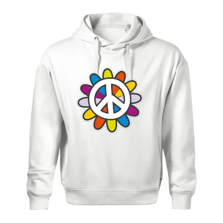 Peace symbol s kreslenou kvetinou