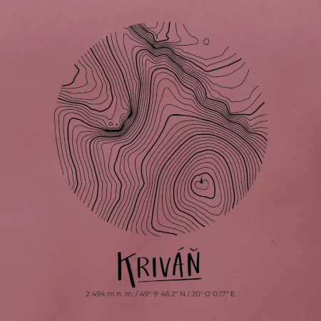 Kriváň - vrstevnice v kruhu