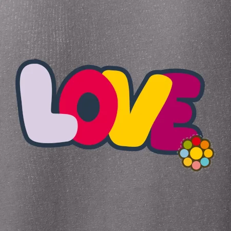 Love nápis s kvetinou