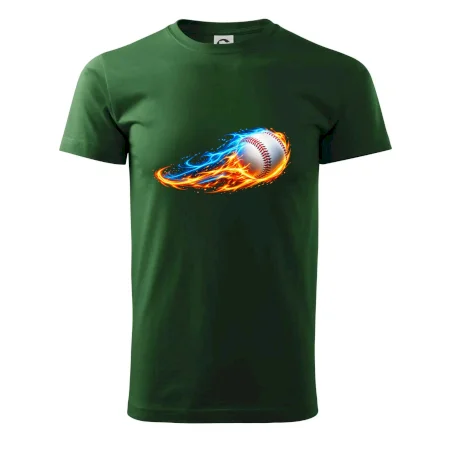 Letící baseballový míček v plamenech