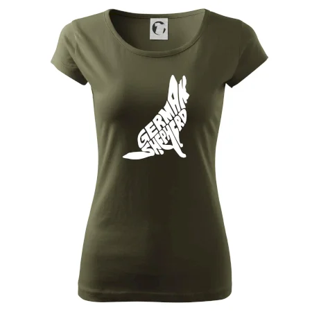 Nemecký ovčiak sediaci napis