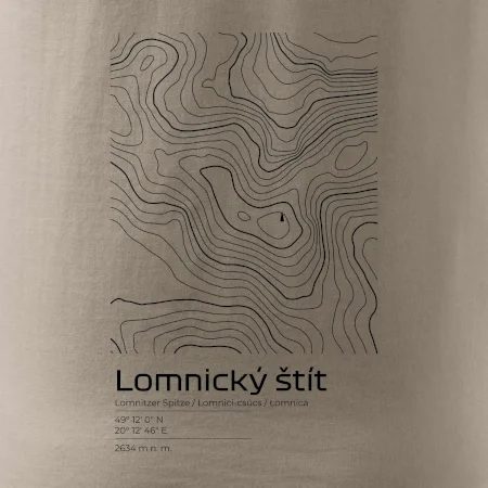 Lomnický štít - vrstevnice v obdĺžniku
