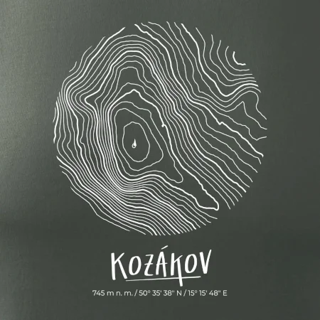 Kozákov - vrstevnice v kruhu