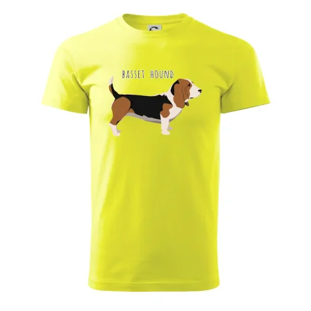 Basset hound pes s nápisom