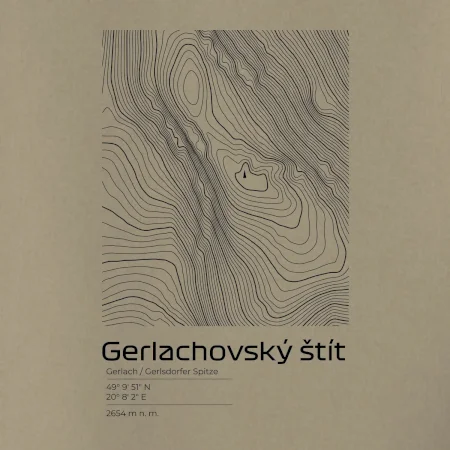 Gerlachovský štít - vrstevnice v obdĺžniku